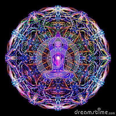 Sacred meditation abstract colorful mandala illustration Cartoon Illustration