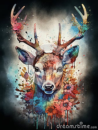 sacred ornamental deer. gnerative ai. Stock Photo