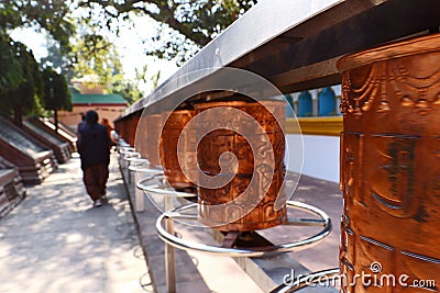 The Sacred prayer wheel at Sarnath Editorial Stock Photo