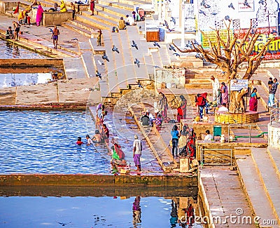 Sacred Pushkar Lake, Rajasthan, India Editorial Stock Photo