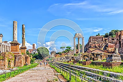 The Sacred Road The Via Sacra, the main road of the Roman forum Stock Photo