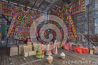 Sacred Robes of Chinese Hungry Ghost Yu Lan festival. Editorial Stock Photo
