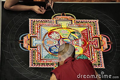 Sacred sand mandala. Editorial Stock Photo