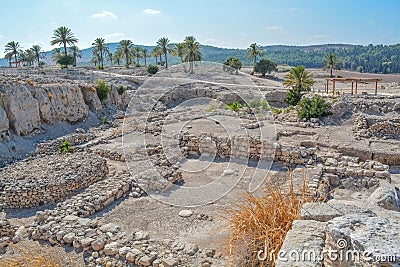 Sacred Temple area at Tel Megiddo National Park, World Heritage Site at Jezreel Valley, Israel Stock Photo