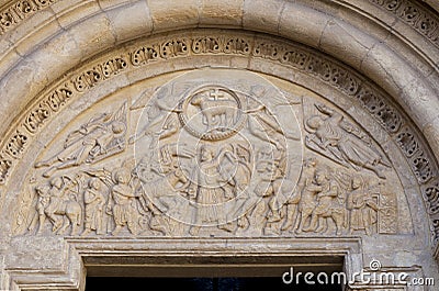 Sacrifice of Isaac at Lamb door, Leon, Spain Stock Photo