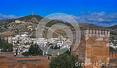 Sacromonte from Alhambra in Granada Editorial Stock Photo