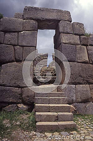 Sacsayhuaman walls, ancient inca ruins, Peru. Stock Photo
