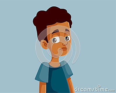 Sad African Teenage Boy Vector Illustration Vector Illustration