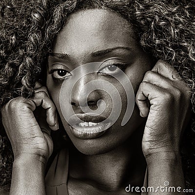Sad African Woman Stock Photo