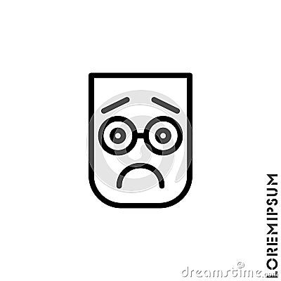 Sad Bad Mood Feel Sorry Regret Emoticon Icon Vector Illustration. Outline Vector Illustration