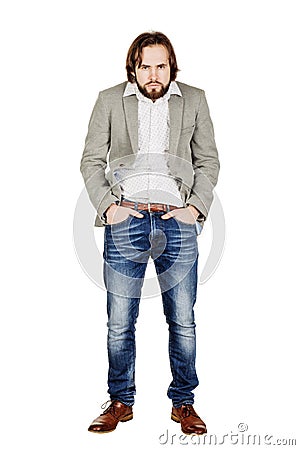 Sad bearded business man. emotions, facial expressions, feelings Stock Photo