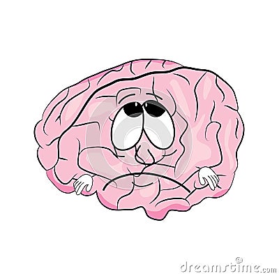Sad brain cartoon Cartoon Illustration