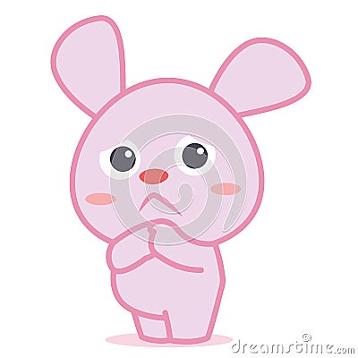 Sad bunny cartoon character collection Vector Illustration