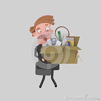 Sad businessman holding a box Stock Photo