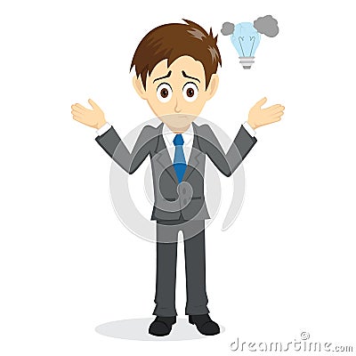 sad businessman with lost the idea or do not get idea Vector Illustration