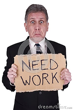 Sad Businessman Need Job, Work Unemployed Isolated Stock Photo