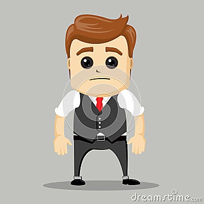 Sad businessman. Unhappy business man. Vector Illustration