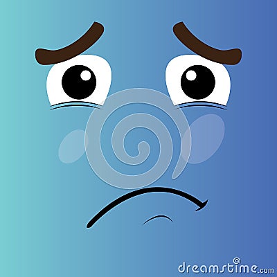 Sad cartoon face Vector Illustration