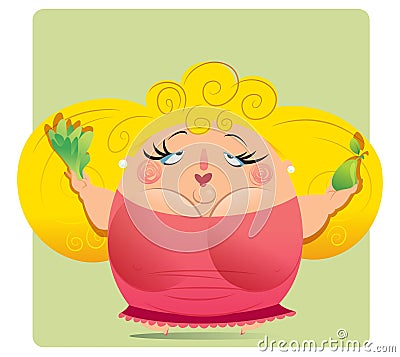 Fat woman on a diet Vector Illustration