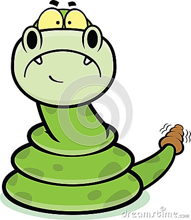 Sad Cartoon Rattle Snake Vector Illustration