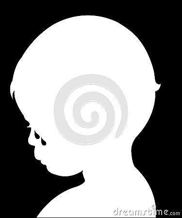 Sad child crying, silhouette vector Vector Illustration