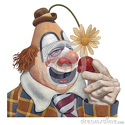 Sad clown with a cold Stock Photo
