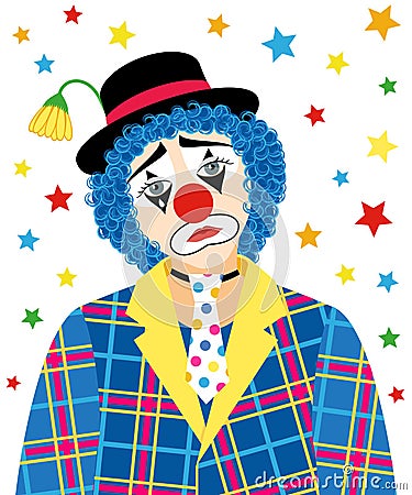 Sad Clown Vector Illustration