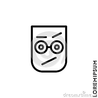 Sad and Confused with a raised eyebrow Emoticon Icon Vector Illustration. Outline Style. Seductive Smile. Angry icon Vector Illustration