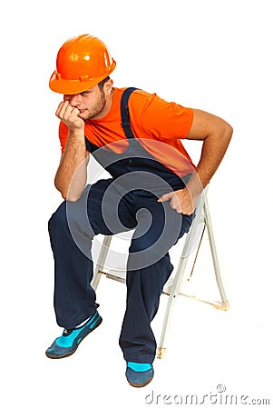 Sad constructor worker Stock Photo