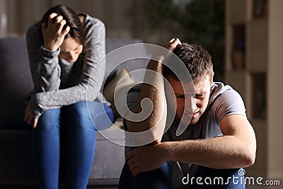 Sad couple after breaking up Stock Photo