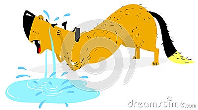 Sad crying dog. Pet and emotion. Tears of a dog. Animal character in sorrow. Vector Illustration