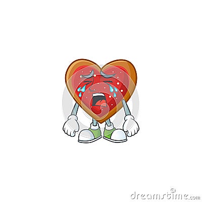 Sad Crying love cookies cartoon character design style Vector Illustration