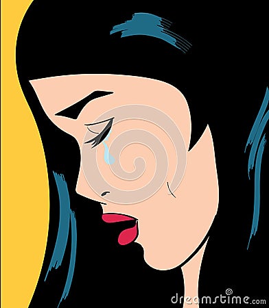 Sad crying woman illustration Cartoon Illustration