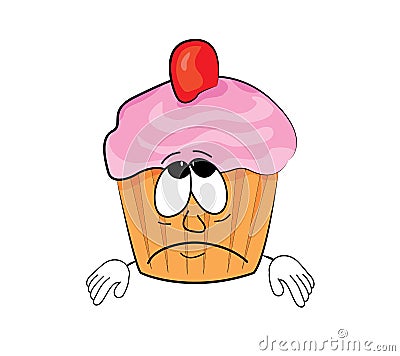 Sad cupcake cartoon Cartoon Illustration