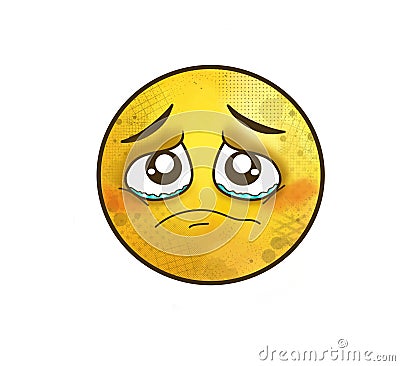 Sad, disappointed and crying emoji, part of a large collection of original and unique emoticons. Stock Photo