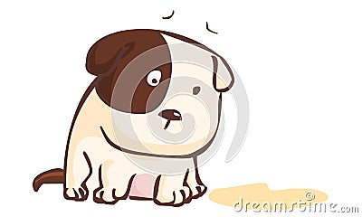 sad dog sitting on the ground illustration Vector Illustration