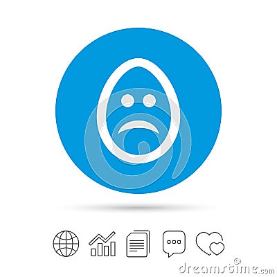 Sad egg face sign icon. Sadness symbol. Vector Illustration