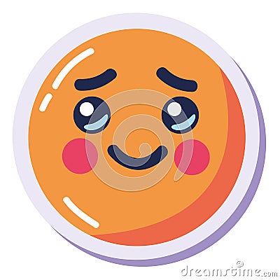 sad emoji orange character Vector Illustration