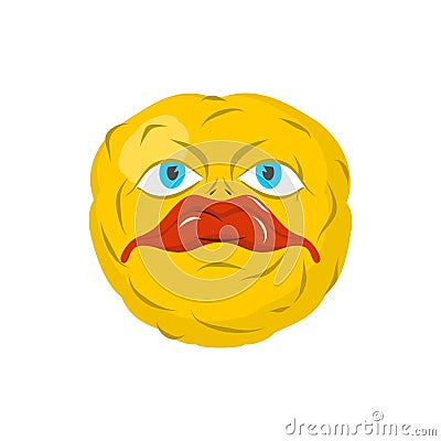 Sad emoticon. Crazy Emoji. Sorrowful emotion. Yellow ball head Vector Illustration