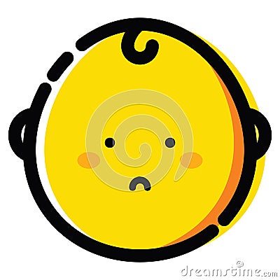 Sad Expression Flat Round Baby Face Icon Collection Vector Illustration