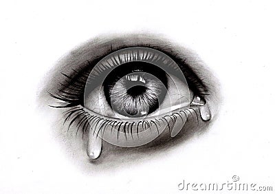 Sad eye with tear Stock Photo