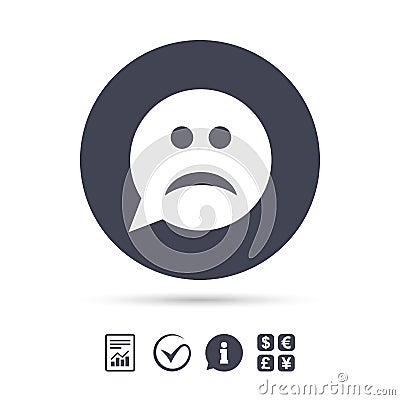 Sad face sign icon. Sadness symbol. Vector Illustration