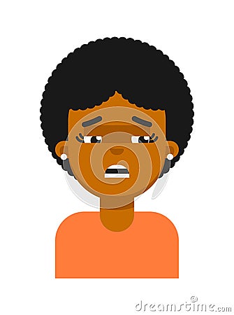 Sad facial expression of black girl avatar Vector Illustration