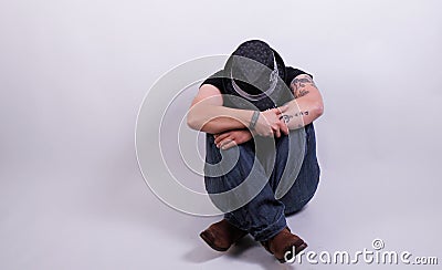 Sad and fearful person Stock Photo