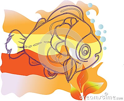 Sad fish Vector Illustration