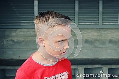 Sad and frustrated boy with unhappy expression face.Depressive mood. Stock Photo