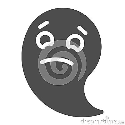 Sad ghost solid icon. Halloween ghost vector illustration isolated on white. Phantom glyph style design, designed for Vector Illustration