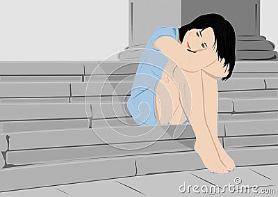 Sad girl Vector Illustration