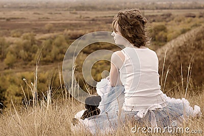 The sad girl at breakage Stock Photo