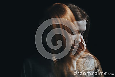 Sad girl crying Stock Photo